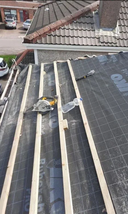 Roof Repairs in CountyCork, new felt and roofing timbers being installed